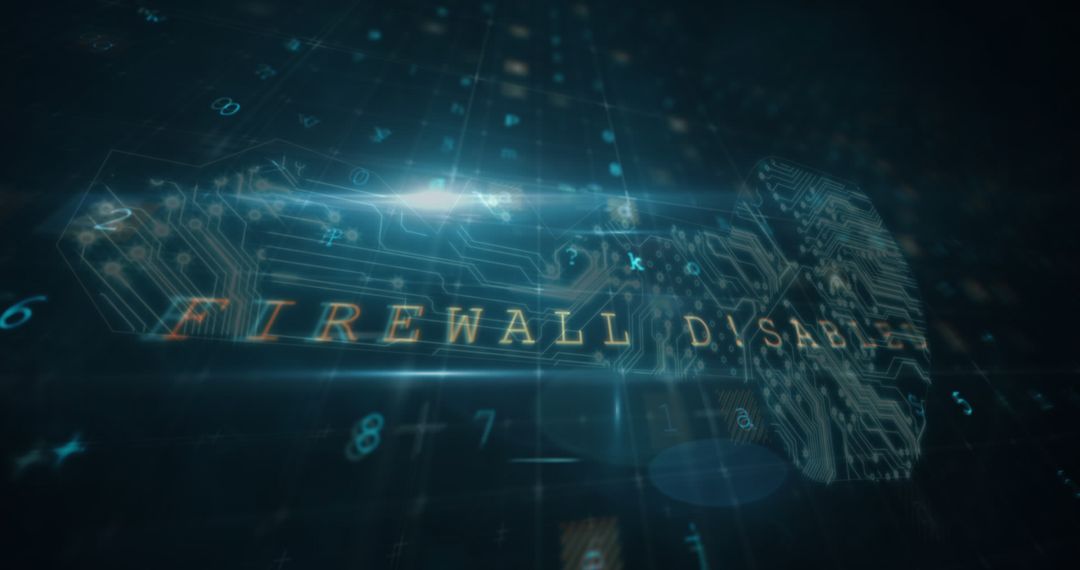 Digital Security Concept with Firewall Disabled Alert