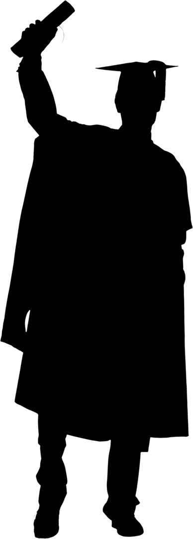 Transparent Graduate Silhouette with Cap and Certificate