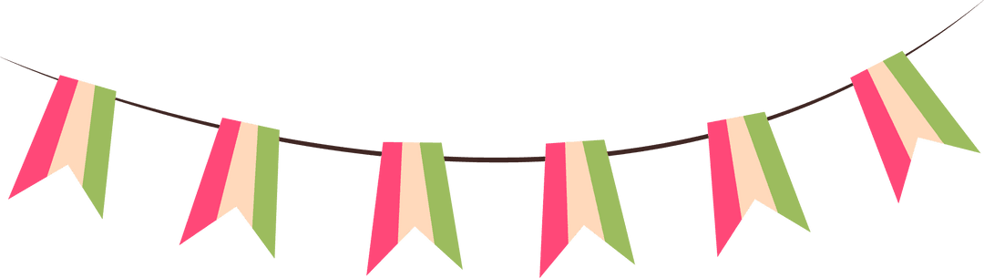 Colorful Striped Bunting on Rope with Transparent Background Celebrates Festivity