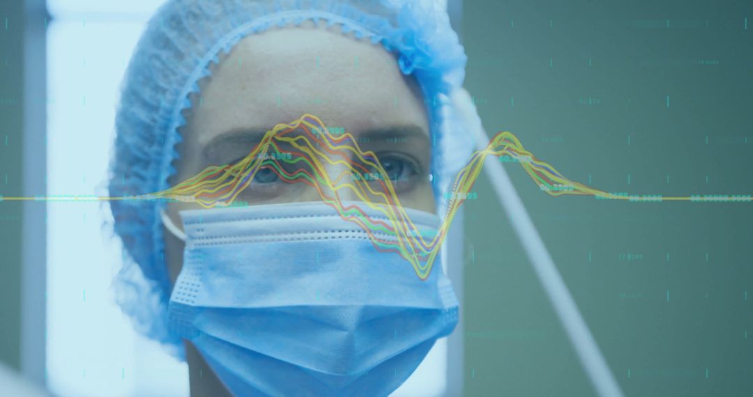 Surgeon Analyzing Digital Data Overlay in Operating Room