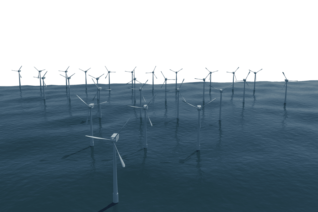 Transparent Vector Illustration of Offshore Wind Turbines Array