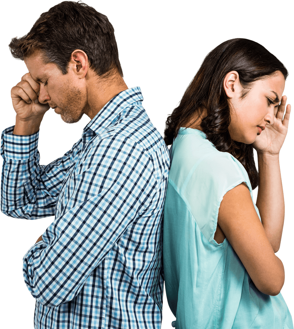 Transparent Couple Experiencing Conflict and Disconnection