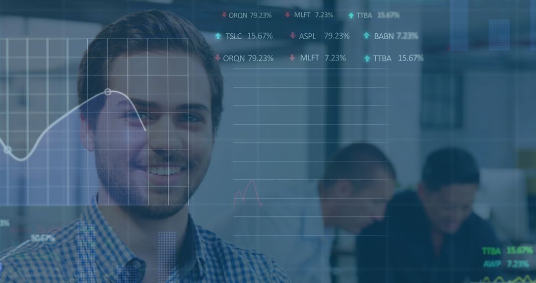 Digital Financial Data Overlay on Business Professional