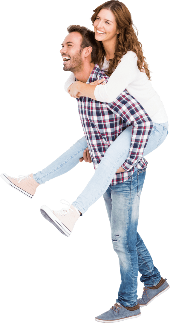 Joyful Couples Piggyback Ride Transparent Background