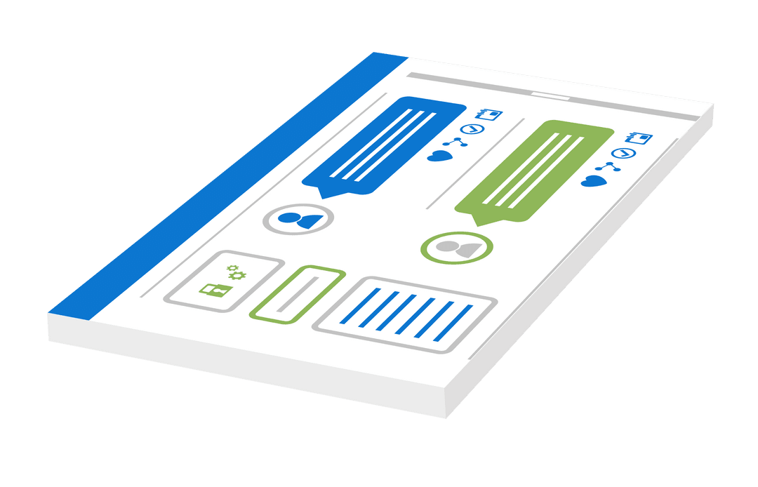 Digital Interface Mockup with Transparent Social Media Graphics