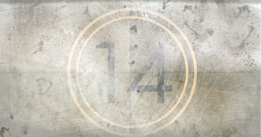 Digital Countdown Concept with Number 14 on Distressed Background