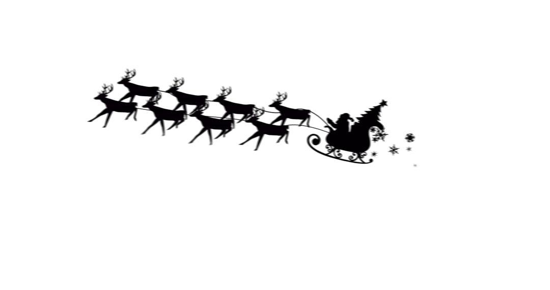 Santa Claus Silhouette Riding in Sleigh with Reindeers - Free Images, Stock Photos and Pictures on Pikwizard.com