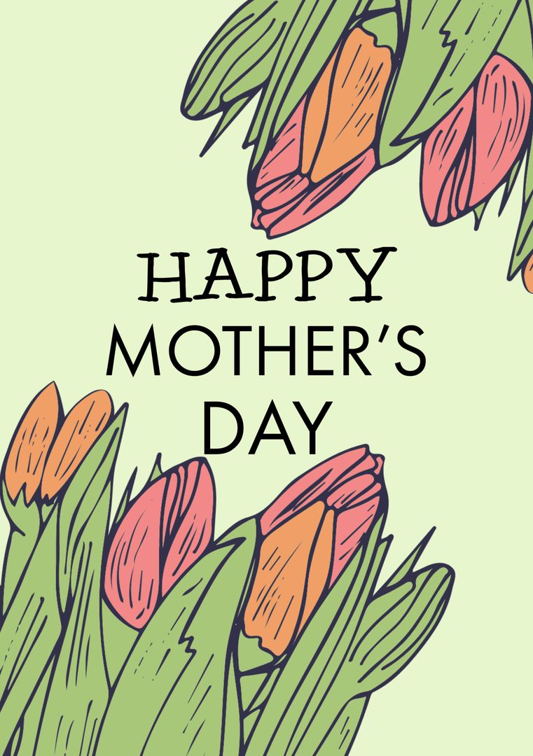 Mother’s Day Greeting with Colorful Tulips Illustration