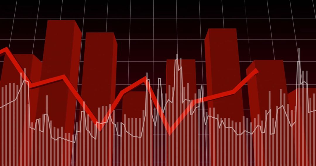 Abstract Financial Graphs with Red Trend Lines