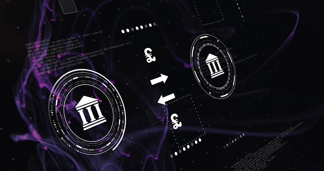 Digital Financial Data Processing with Currency Symbols on Dark Background