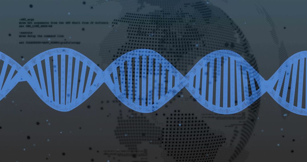 Digital Representation of DNA Strand Overlaid on World Map