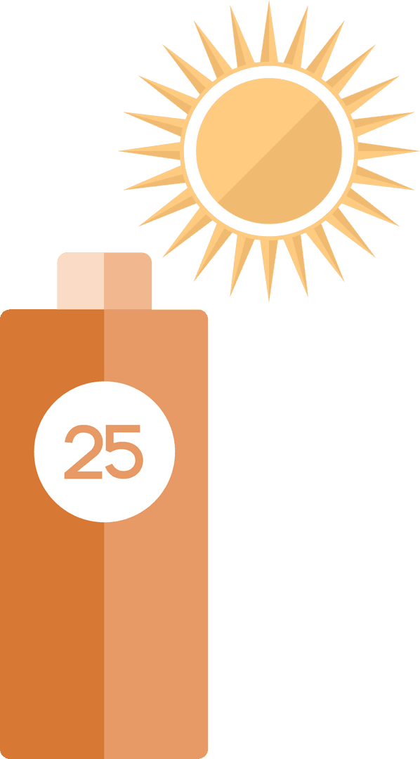 Transparent Sunscreen Bottle with Sun Illustration for Summer