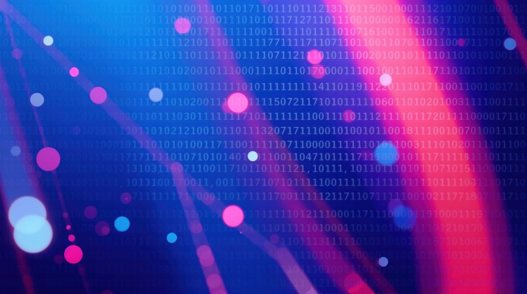 Abstract Binary Code with Glowing Neon Elements