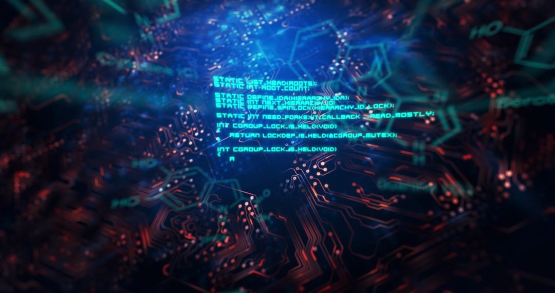 Digital Circuit and Code in Futuristic Technology Background