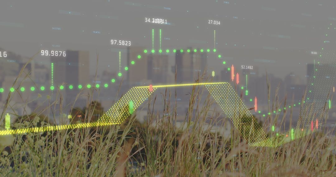 Financial Data Visualization Over Cityscape Landscape