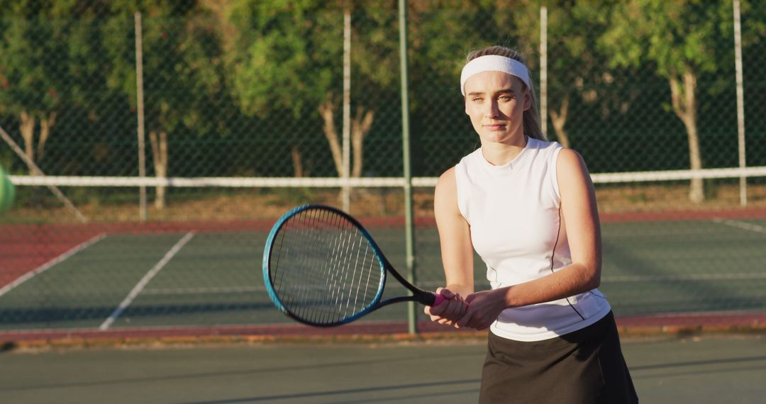 Focused Woman Playing Tennis Outdoors - Free Images, Stock Photos and Pictures on Pikwizard.com