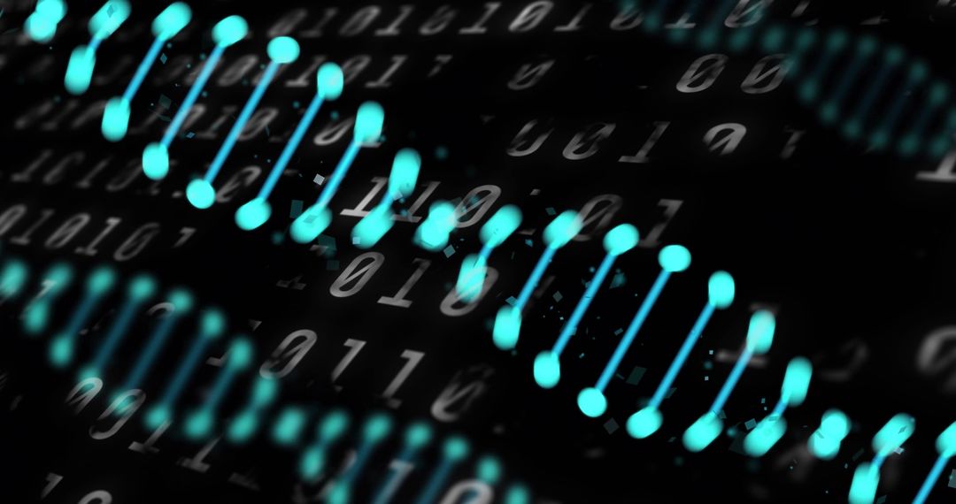 Digital DNA Strand Overlay with Binary Data