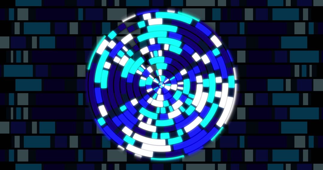 Dynamic Circular Pattern with Blue Shades and Rectangles