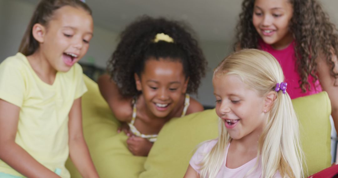 Group of Happy Diverse Girls Playing Together at Home - Free Images, Stock Photos and Pictures on Pikwizard.com