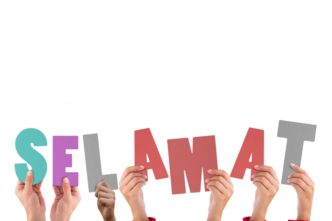 Hands Holding Selamat Letters Transparent Background