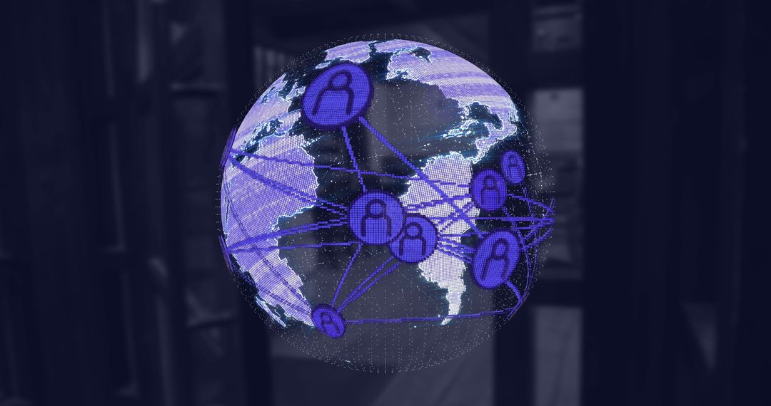 Global Digital Communication Network Concept in Coffee Shop