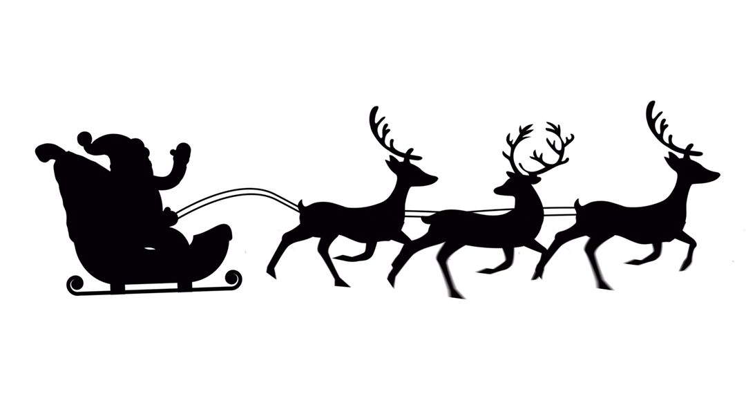 Silhouette of Santa Claus with Sleigh and Reindeer on White Background - Free Images, Stock Photos and Pictures on Pikwizard.com