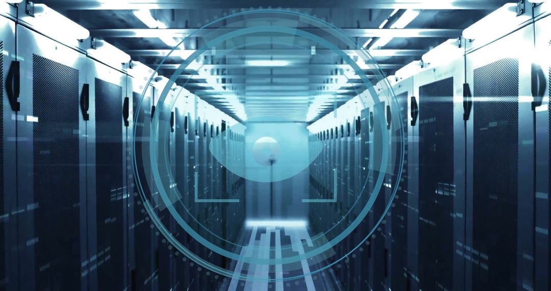 Digital Eye Over Surveillance Data Server Room