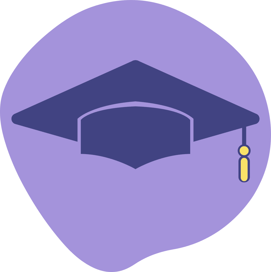 Minimalist Graduation Cap Emblem on Lavender Background