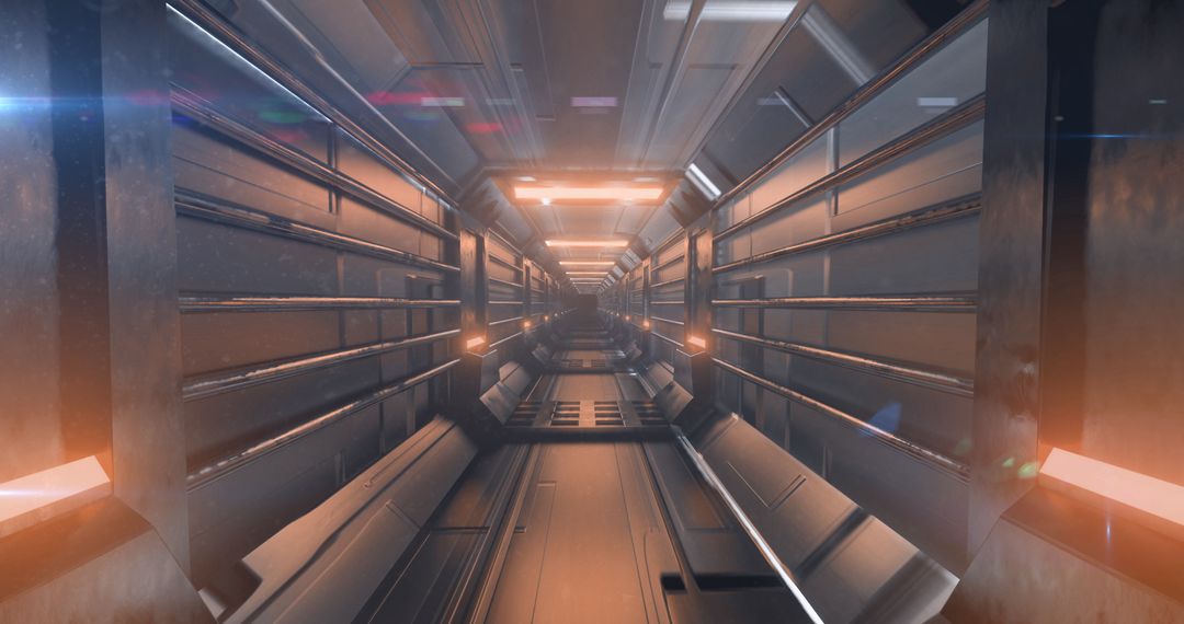Futuristic Tunnel with Hypnotic Orange Light Trails