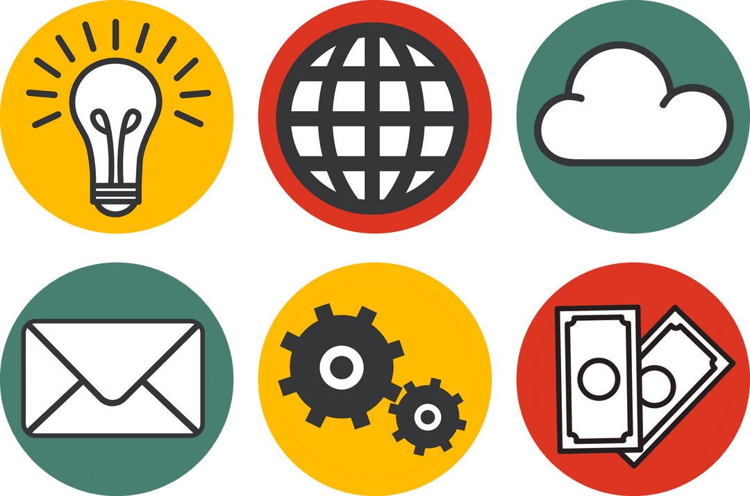 Transparent Technology and Business Icons Set