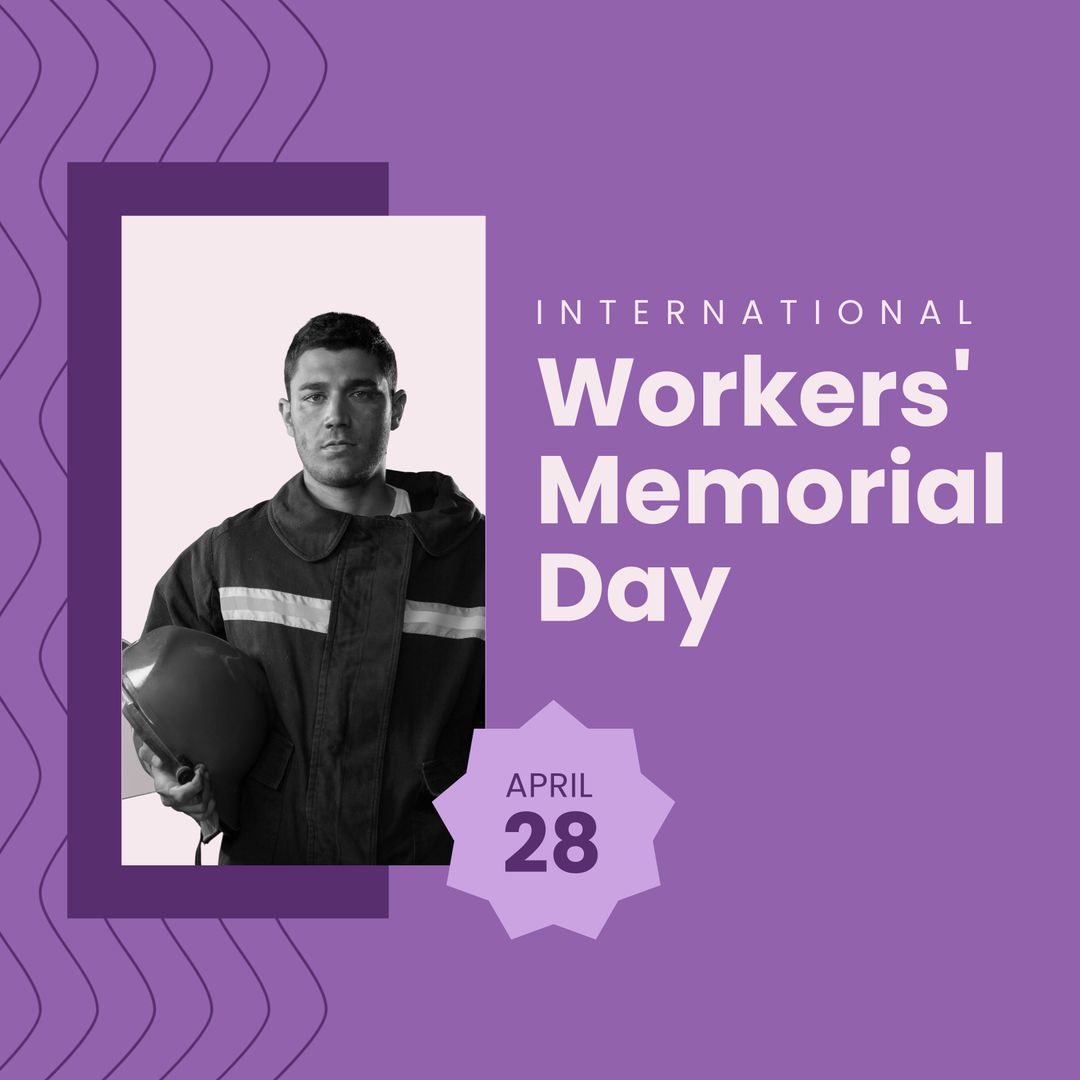 International Workers' Memorial Day Tribute with Worker and Helmet