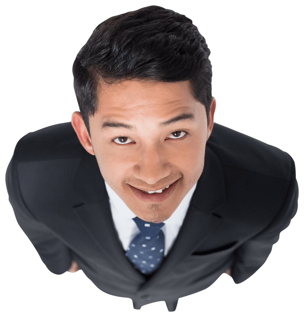 Confident Businessman Smiling Upward Transparent Background