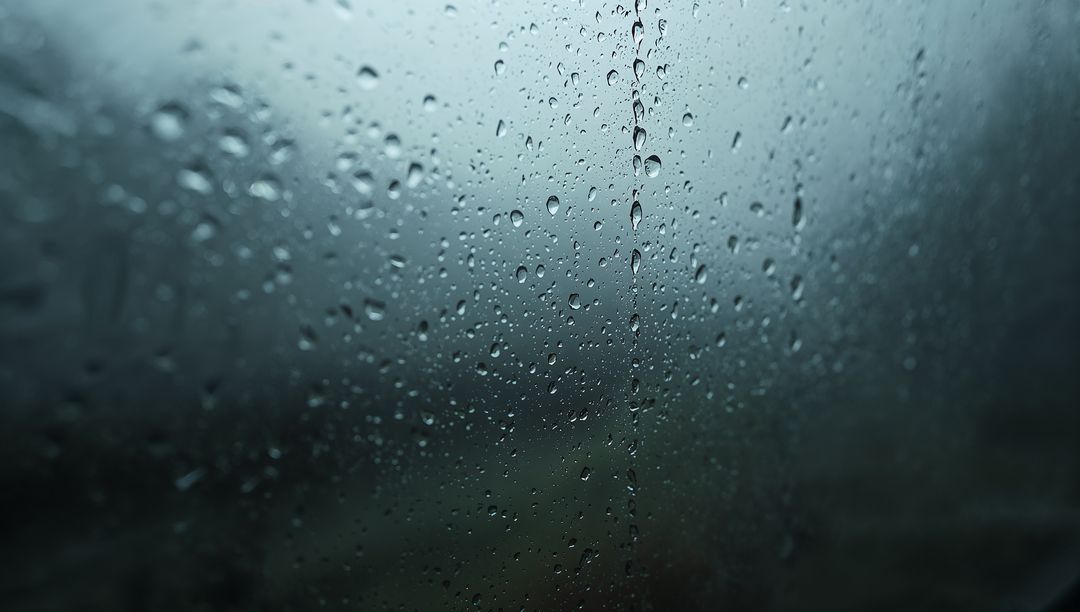 Rain-Bathed Window Detail with Water Droplets