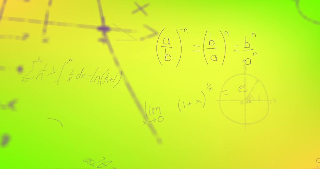 Colorful Abstract Mathematical Formulas on Yellow Background