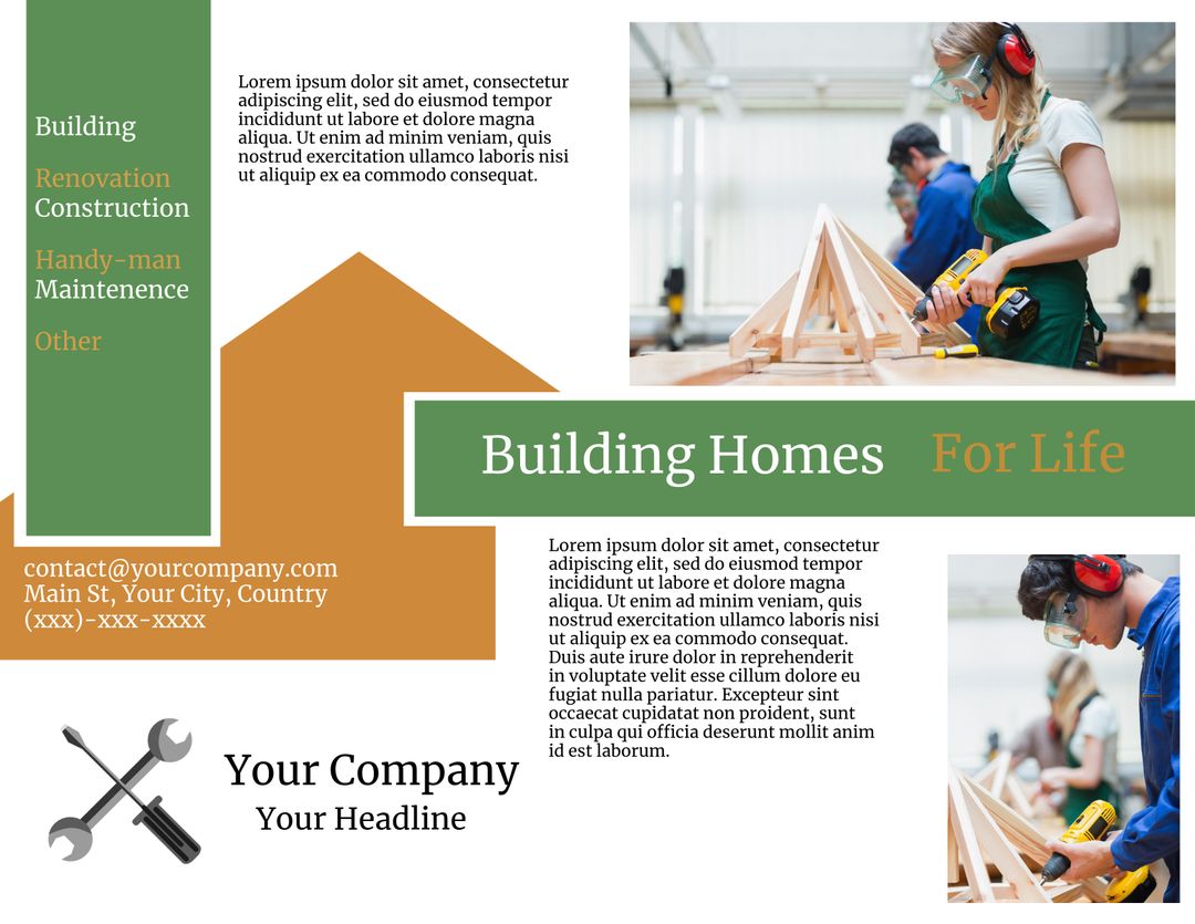 Construction Services Flyer Featuring Focused Worker and Building Projects - Download Free Stock Templates Pikwizard.com