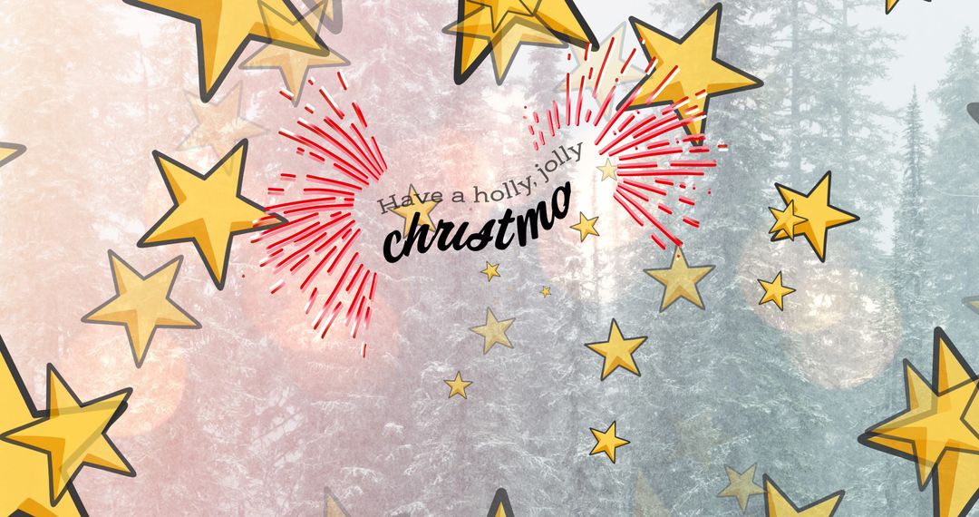 Cheerful Christmas Scene with Starry Decoration