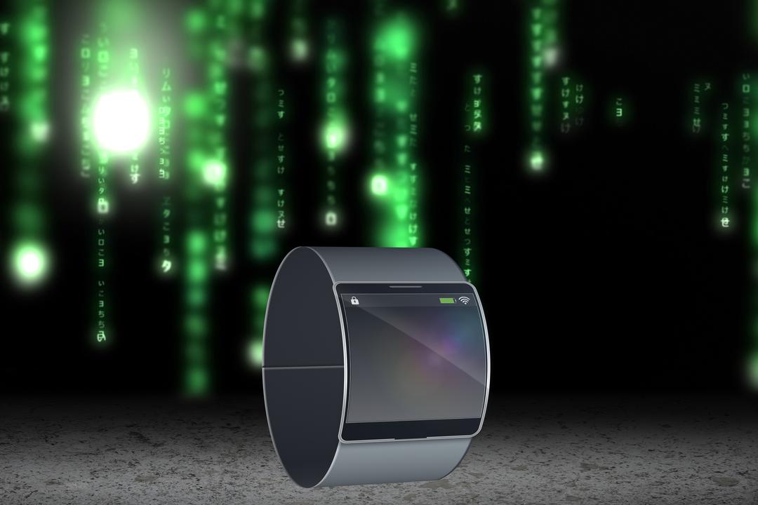 Futuristic Smartwatch with Digital Binary Code Background - Free Images, Stock Photos and Pictures on Pikwizard.com