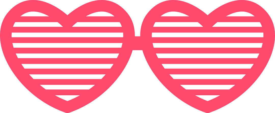 Heart-shaped Slatted Sunglasses in Minimalist Design on Transparent Background