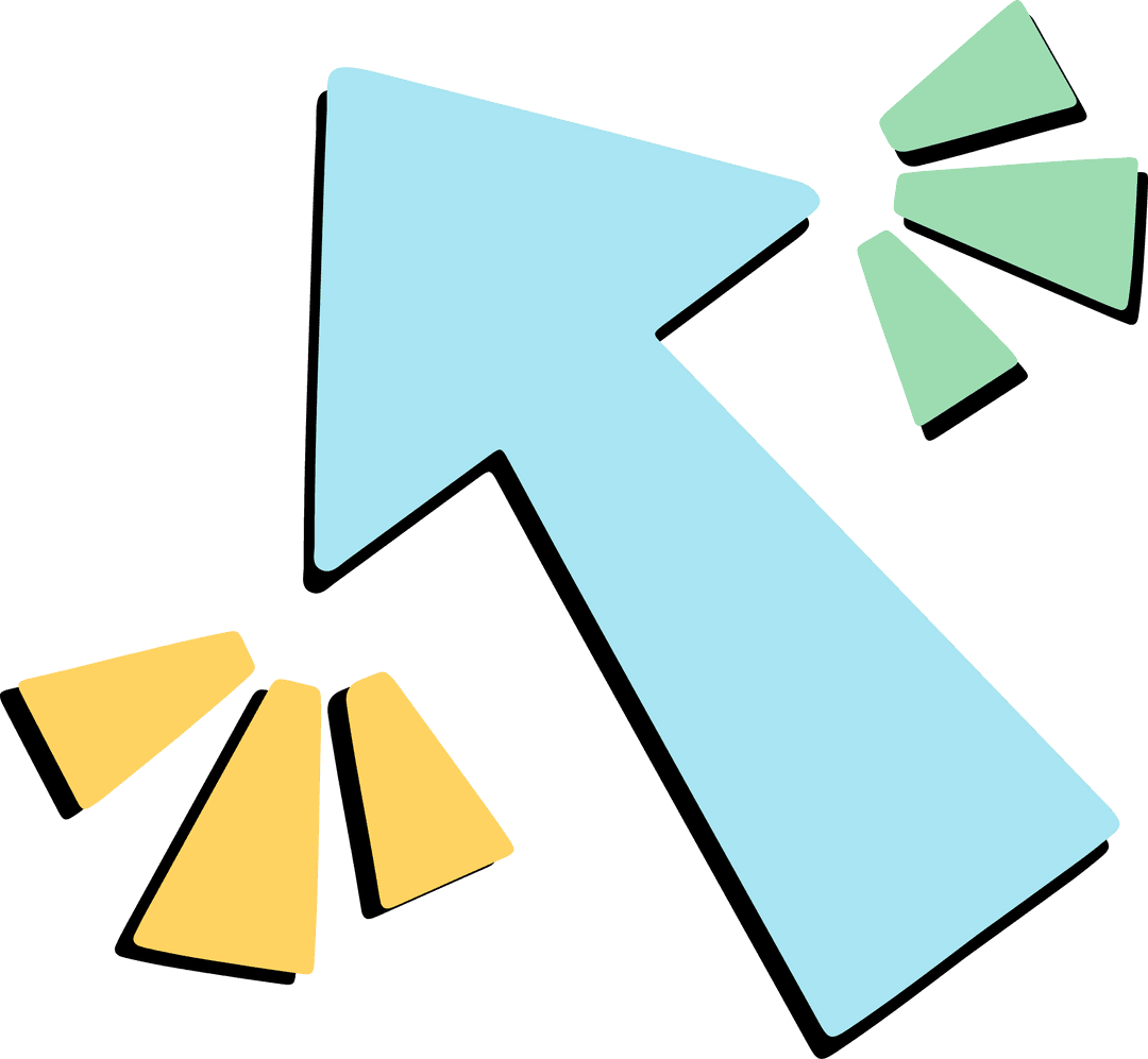 Transparent Light Blue Arrow with Yellow Green Accents