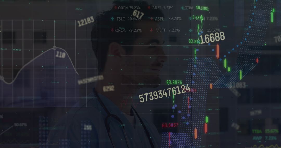 Double Exposure of Finance Analytics and Business Professional