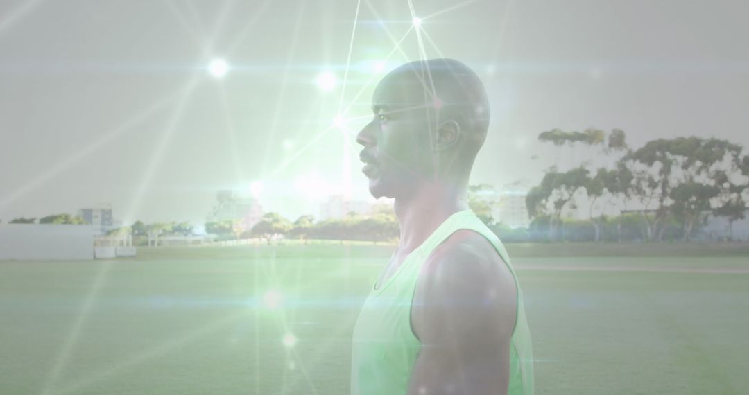 African American Man with Digital Connections Symbolizing Global Connectivity