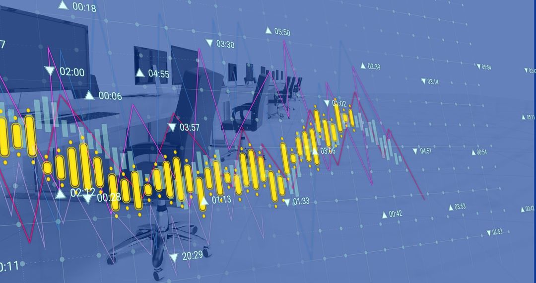 Financial Growth Graphs Overlay Empty Office Environment