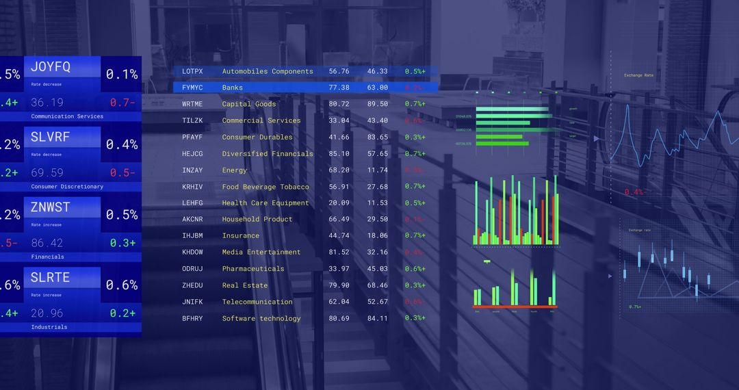 Digital Financial Data Display in Modern Office Scene