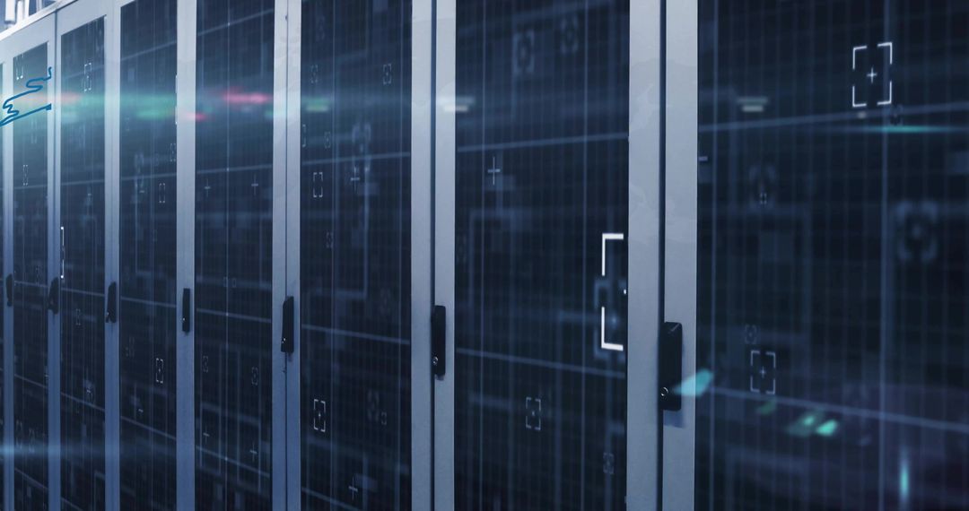Futuristic Data Center Corridor with Advanced Server Cabinets