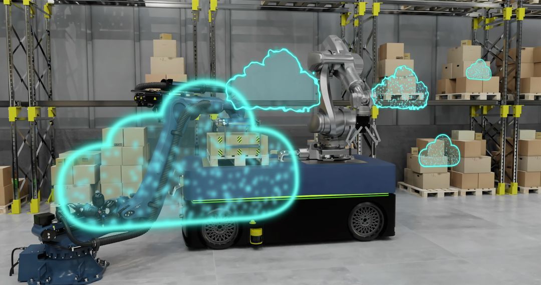 Futuristic Warehouse with Cloud Computing Technology