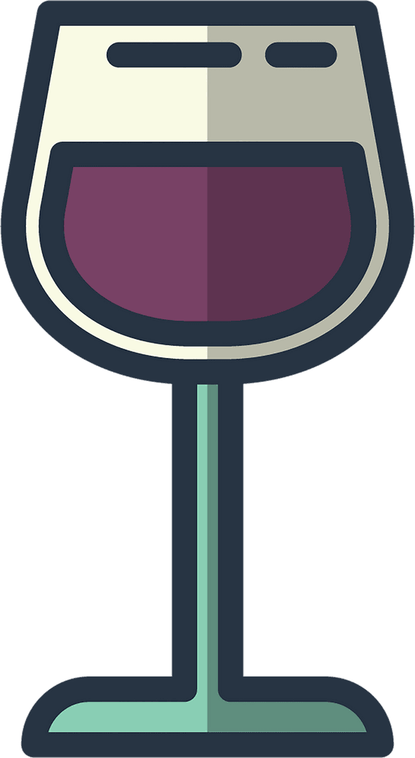 Elegant Stylized Wine Glass Illustration on Transparent Background