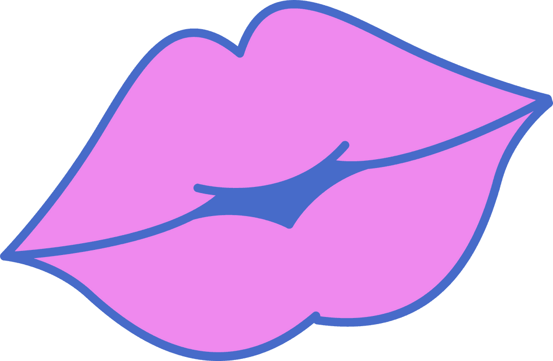 Stylized Pink Lips Illustration on Transparent Background
