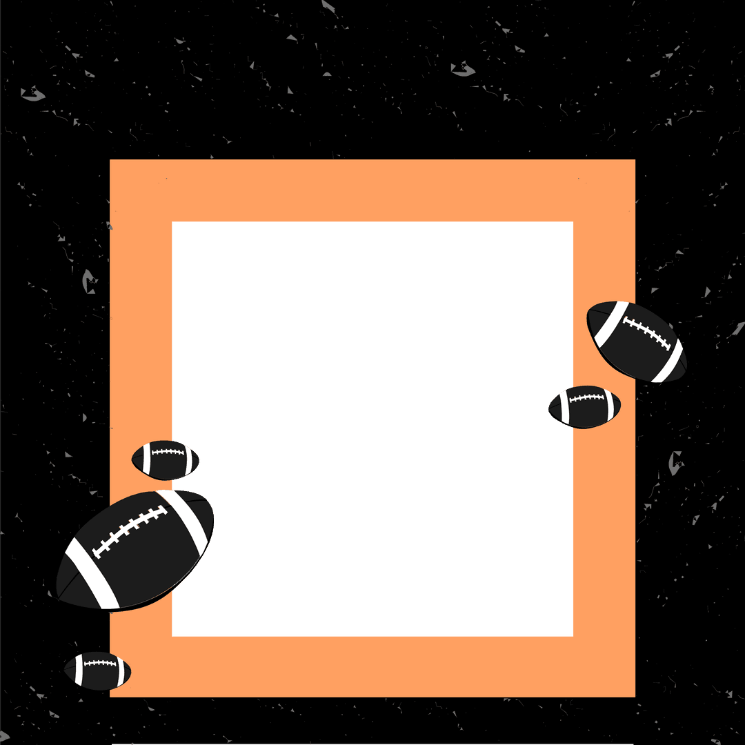 Geometric Football Art with Transparent Square Frame Design