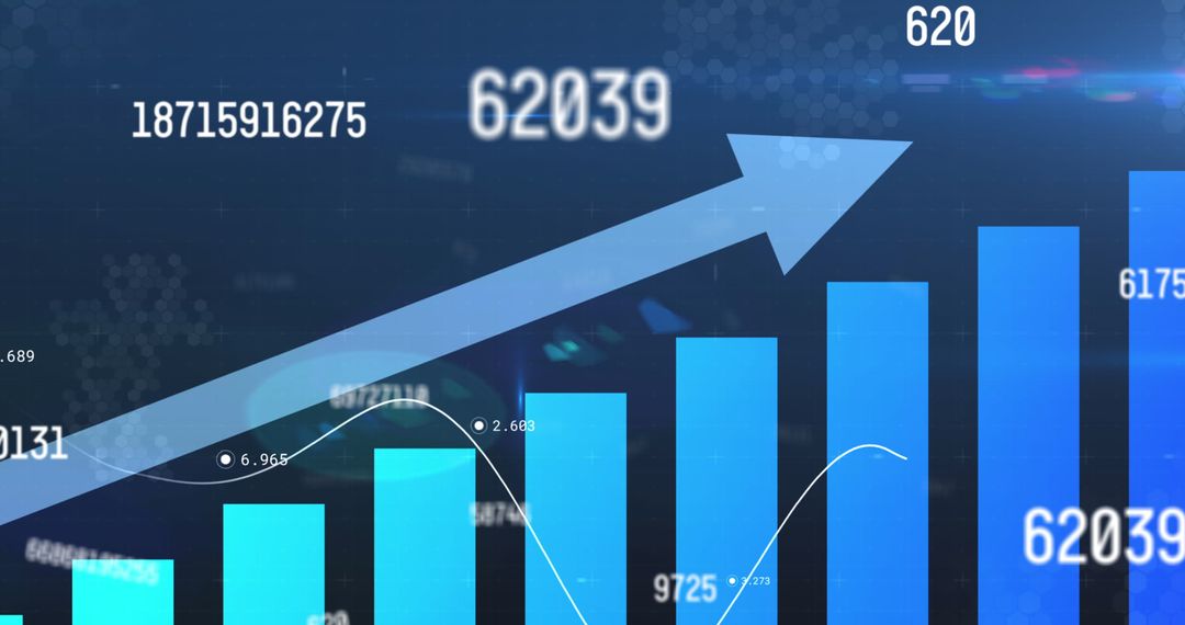 Digital Financial Growth Chart with Upward Arrow Showing Analytics
