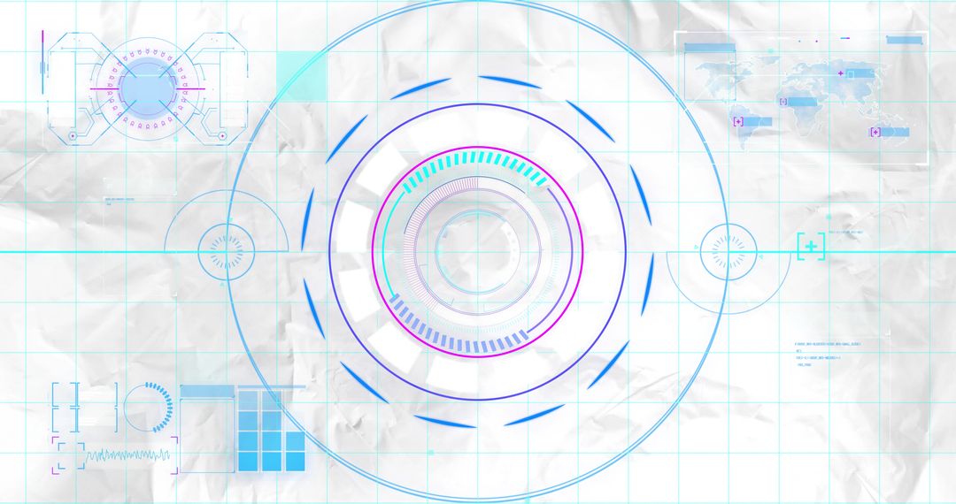 Abstract HUD Interface on Crumpled Paper